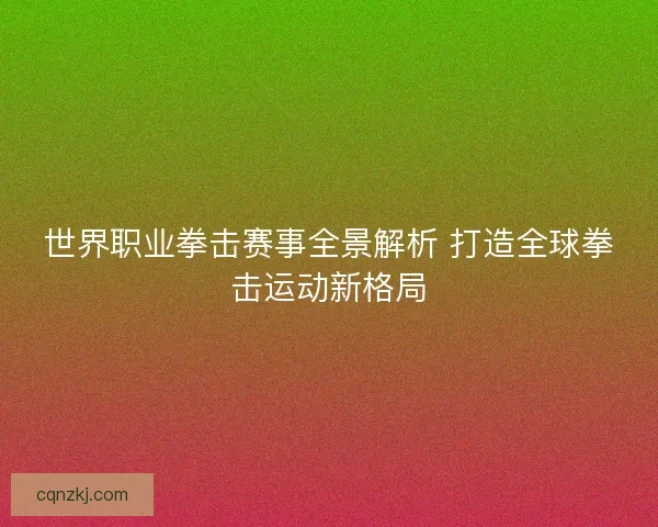 世界职业拳击赛事全景解析 打造全球拳击运动新格局 世界职业拳击赛事全景解析 打造全球拳击运动新格局