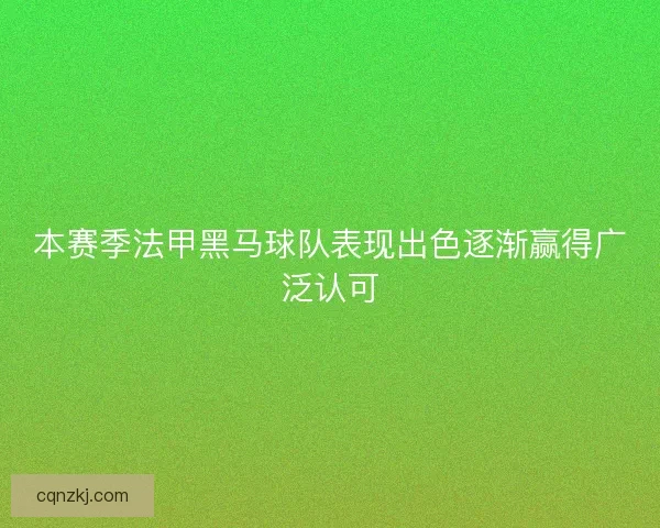 本赛季法甲黑马球队表现出色逐渐赢得广泛认可