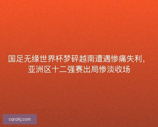 国足无缘世界杯梦碎越南遭遇惨痛失利，亚洲区十二强赛出局惨淡收场